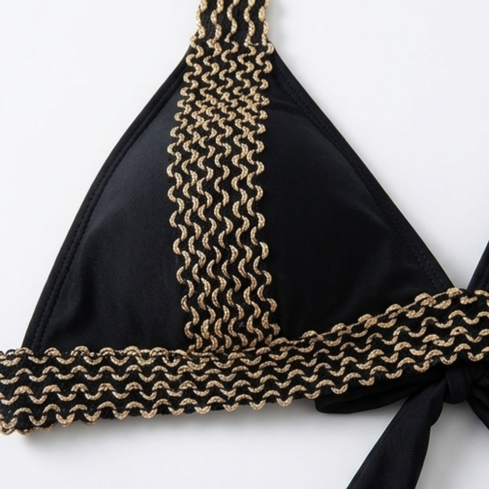 Solaia™ - Gold Trimmed Two Piece Halter Bikini