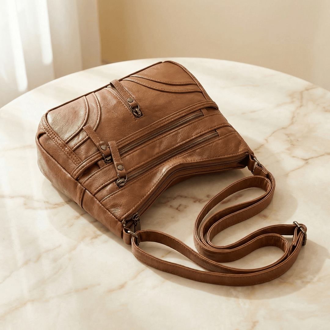 Caressa™ – Soft Leather Multi Pocket Crossbody Bag