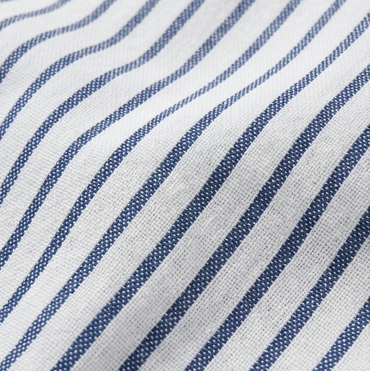Coastlyn™ – Striped Cotton Pants with Button Trim