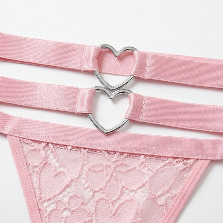 Adoré™ – Heart Chain Lace Garter Lingerie Set