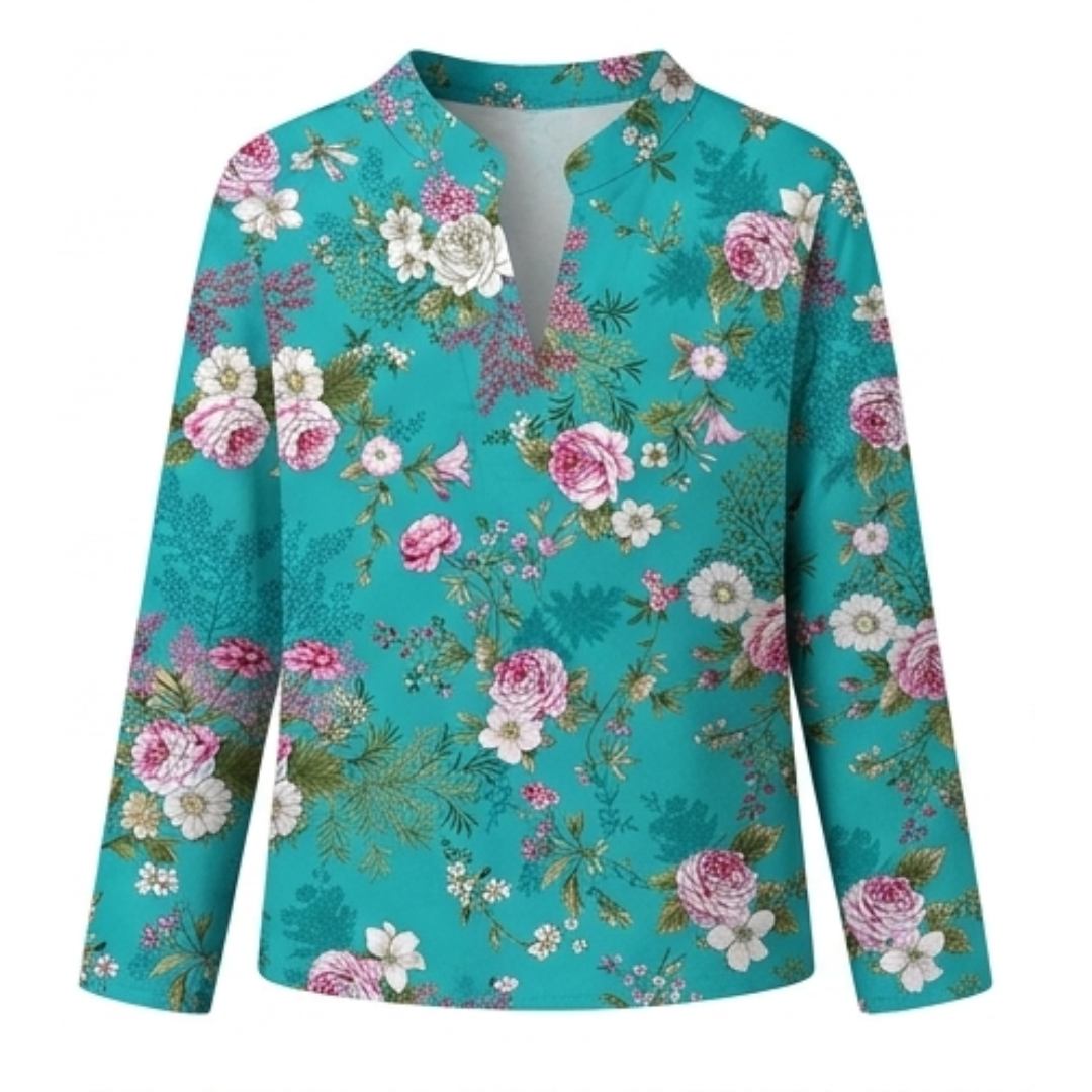 Florenza™ – Watercolor Floral V-Neck Blouse