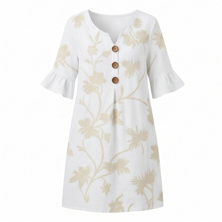 Solenya™ – Embroidered Floral Midi Dress