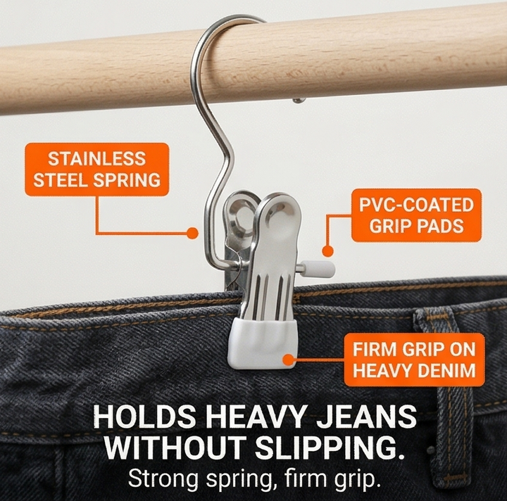 Clipvault™ – Stainless Steel Closet Clip Hooks (20 Pack)