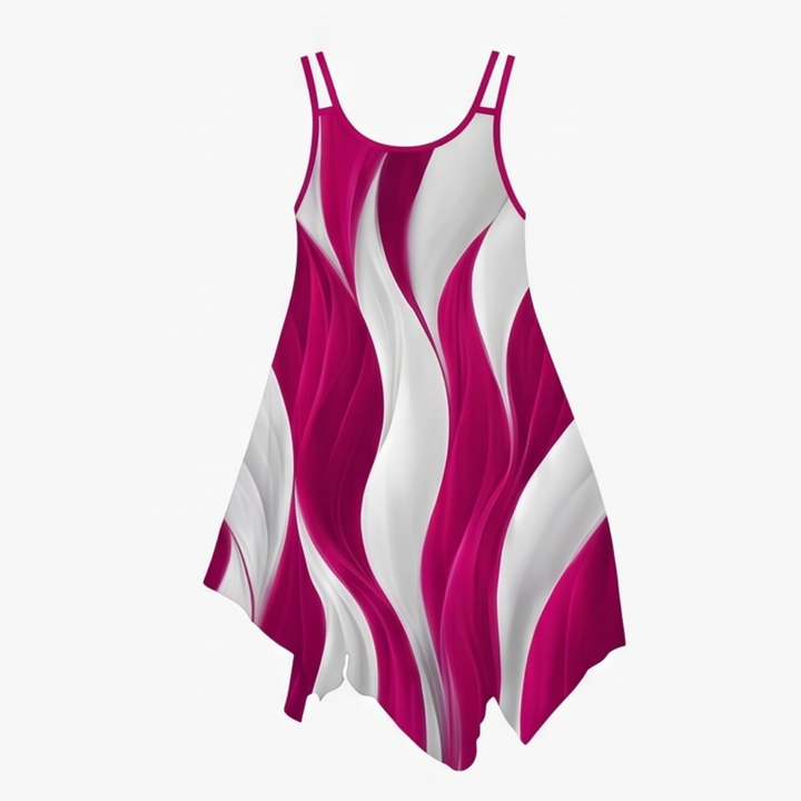 Solenza™ – Asymmetric Swirl Print Midi Dress