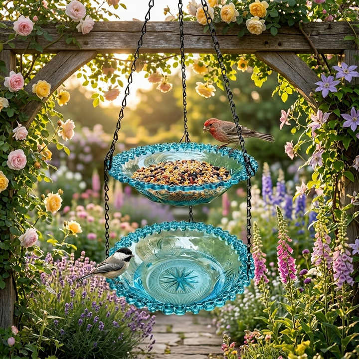 Avielle™ – Vintage Hanging Bird Feeder and Bath