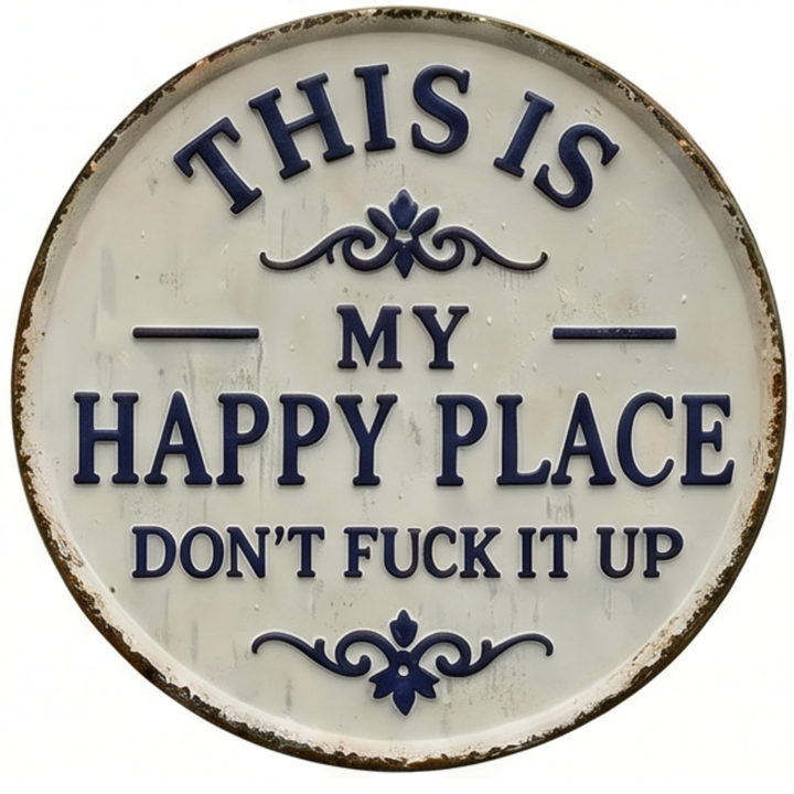 Hollyfield™ – Vintage Metal Happy Place Sign