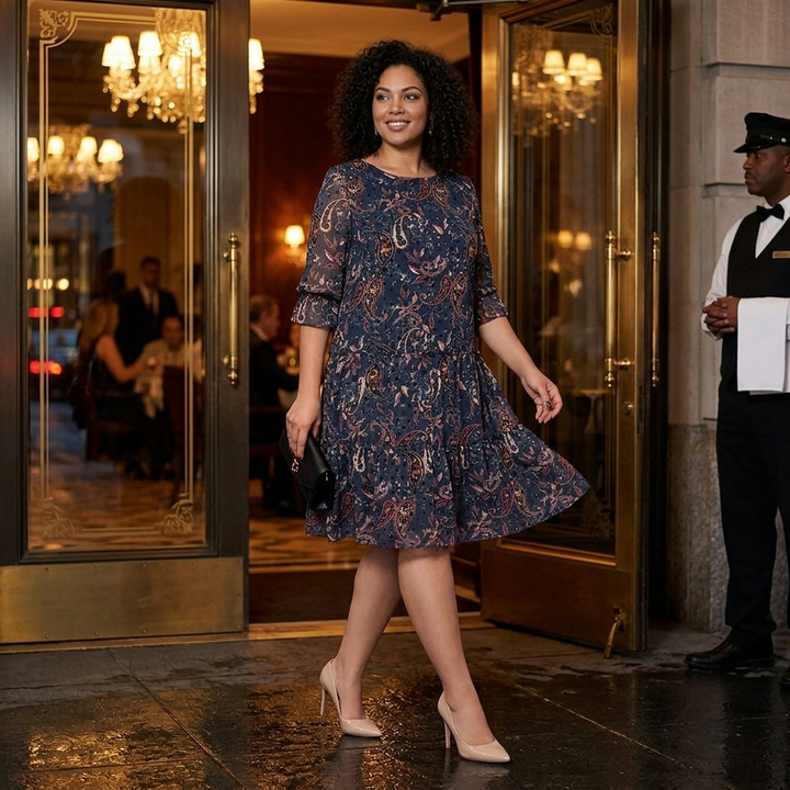 Floressa™ – Tiered Chiffon Paisley Dress