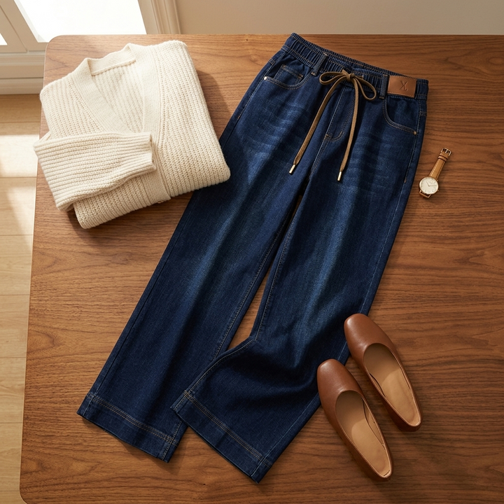 Velora™ – Drawstring Wide-Leg Comfort Jeans