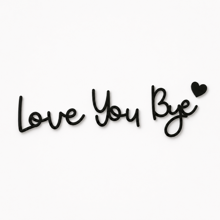 Homely – Love You Bye Wood Wall Script Set with Heart Accent