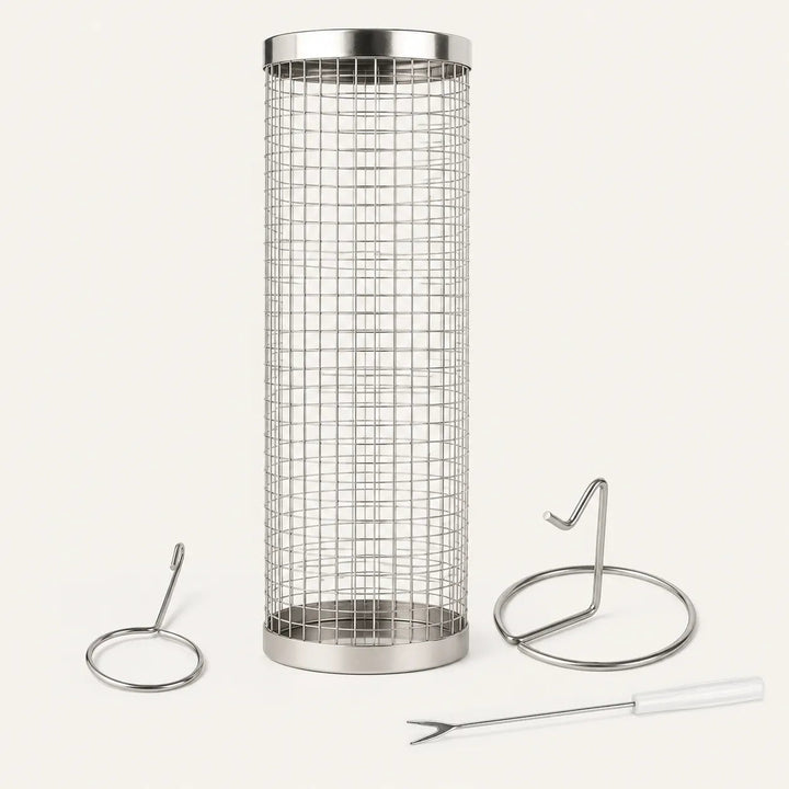Rollwell – Rolling Stainless Mesh Grill Basket with Hook