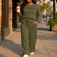 Lounara – Soft-Stretch Lounge Set with Wide-Leg Pants and Pockets