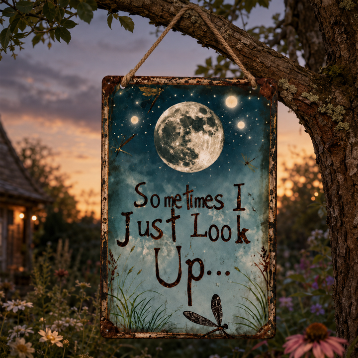 Lunavia™ – Rustic Moon Metal Sign for Porch and Garden