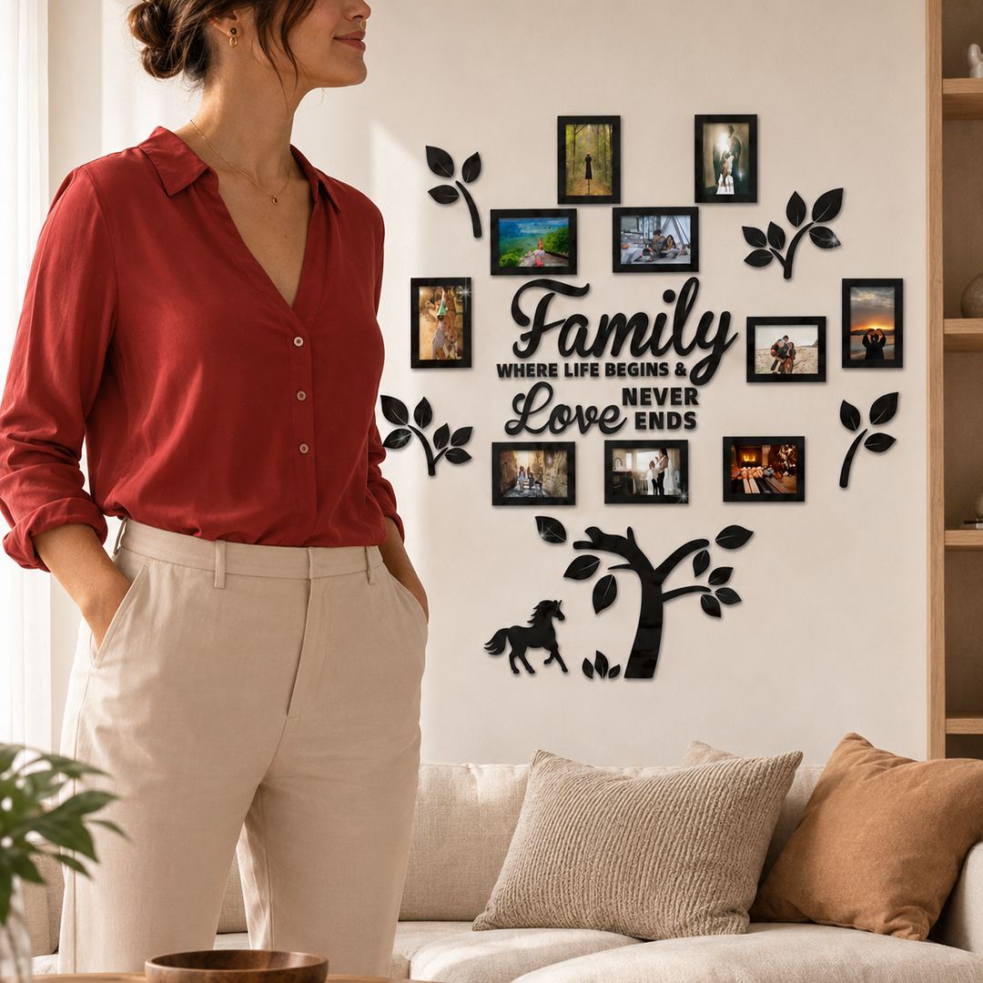 Halena – 3D Acrylic Family Tree Wall Decor with 11 Photo Frames