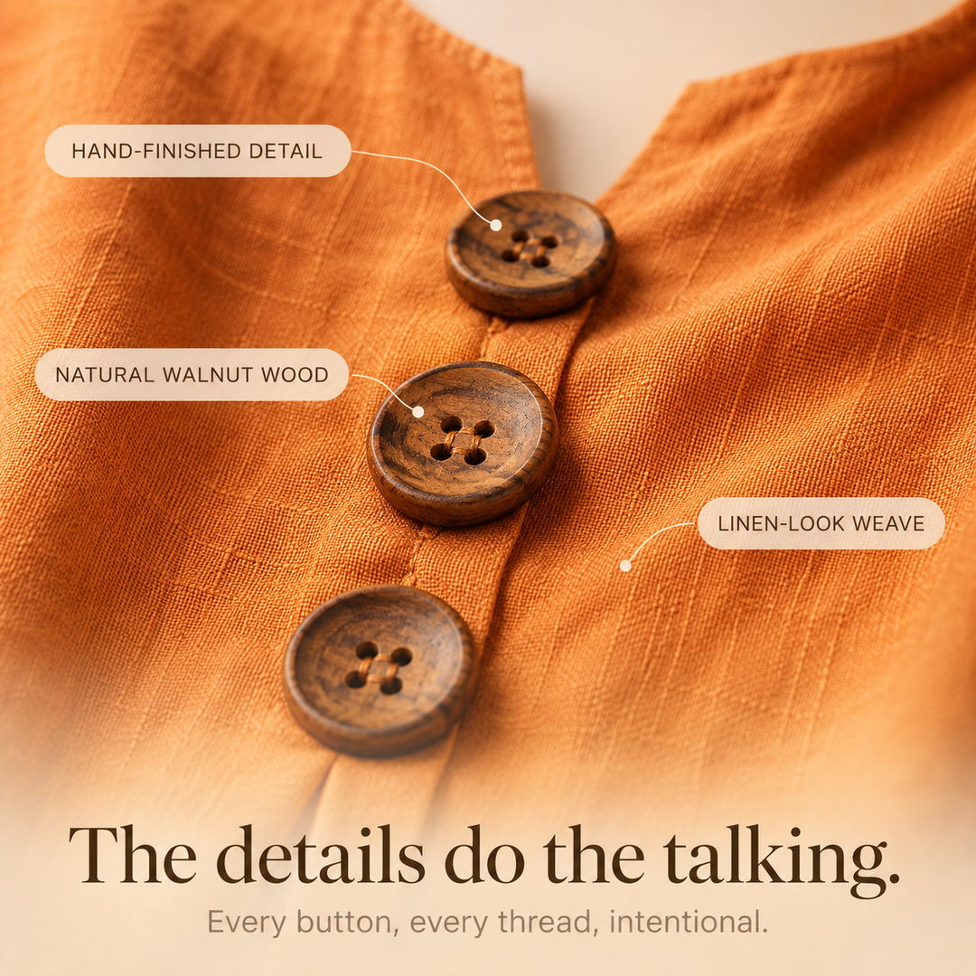 Laurelle™ – V-Neck Ruffle Sleeve Blouse with Wooden Buttons