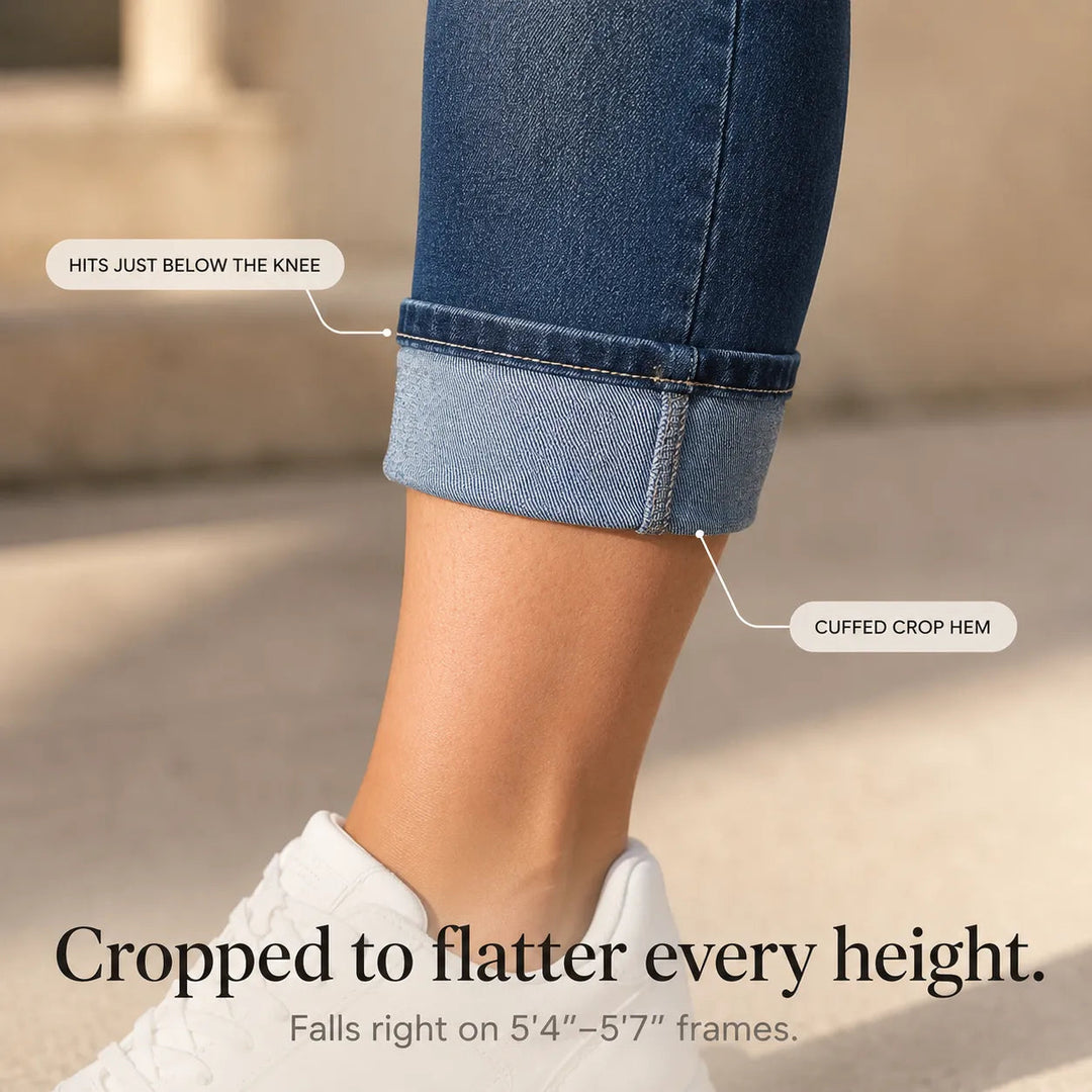Curvella – Curvy Fit Stretch Denim Capri Jeans, Mid Rise Cuffed Hem