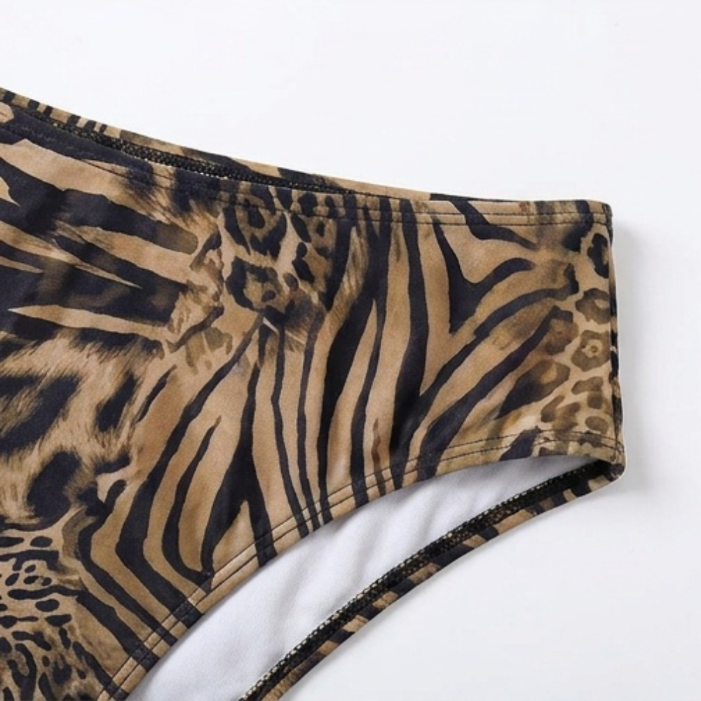 Lunavia™ – Lined Leopard Plunge Bikini Set