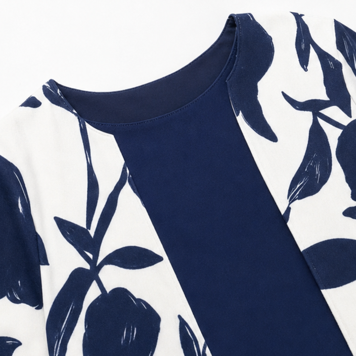 Evania™ – Women's Navy Botanical 3 Piece Outfit Set with Longline Cardigan