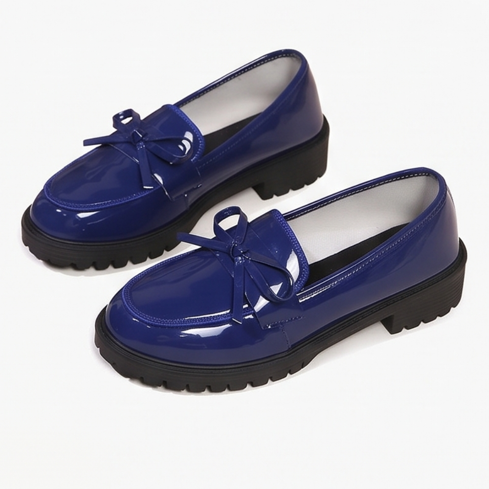 Bowella™ – Glossy Bow Loafers with Cushioned Platform
