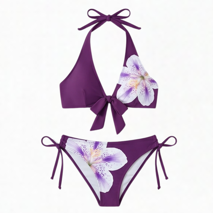 Lilybella™ – Lily Print Halter Bikini for Beach Days