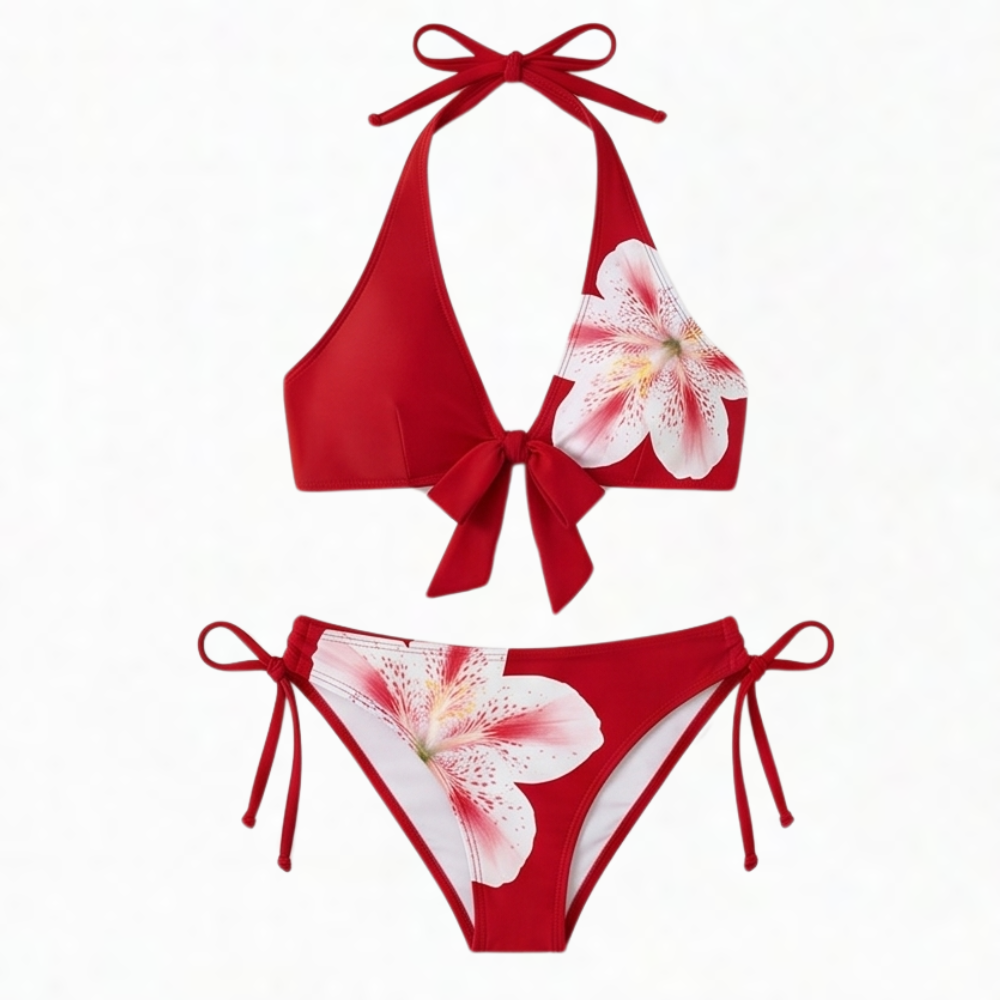 Lilybella™ – Lily Print Halter Bikini for Beach Days