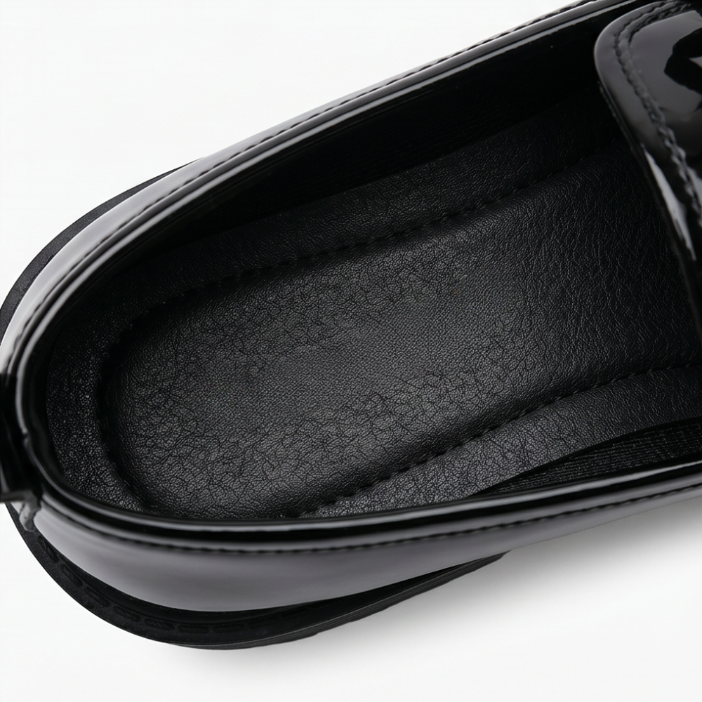 Bowella™ – Glossy Bow Loafers with Cushioned Platform