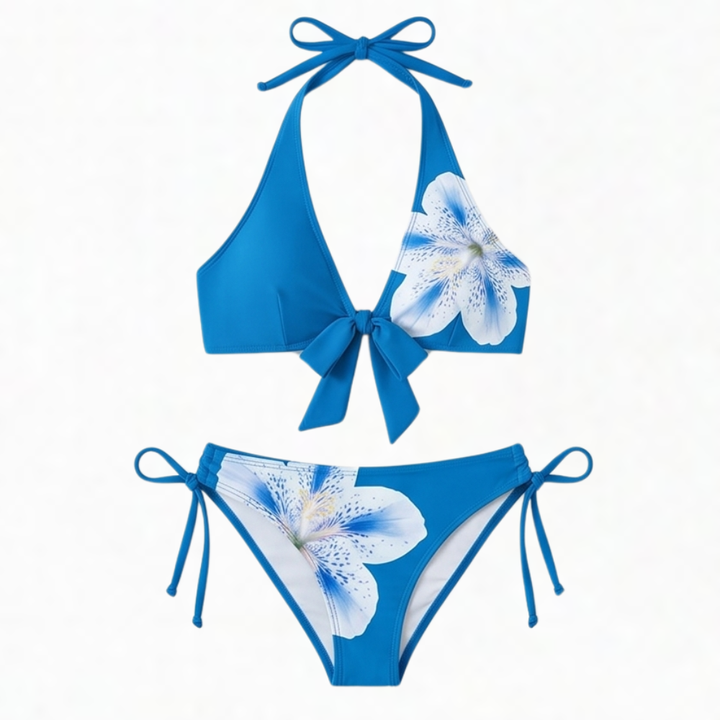 Lilybella™ – Lily Print Halter Bikini for Beach Days