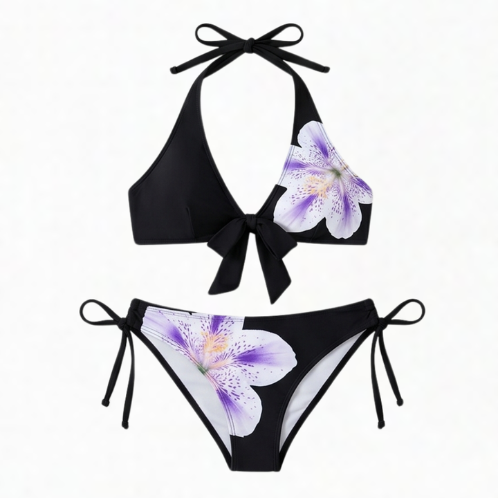 Lilybella™ – Lily Print Halter Bikini for Beach Days