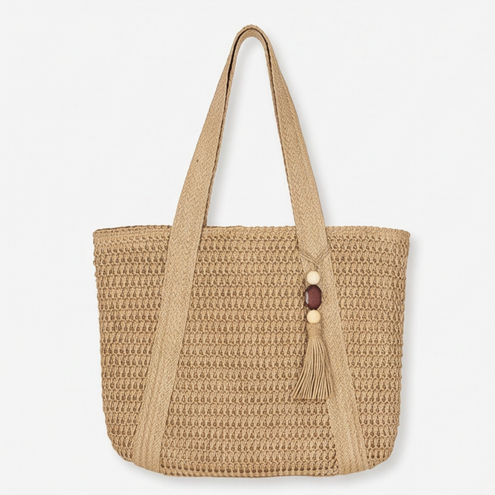 Solenne™ – Handwoven Straw Tote with Zip Lining