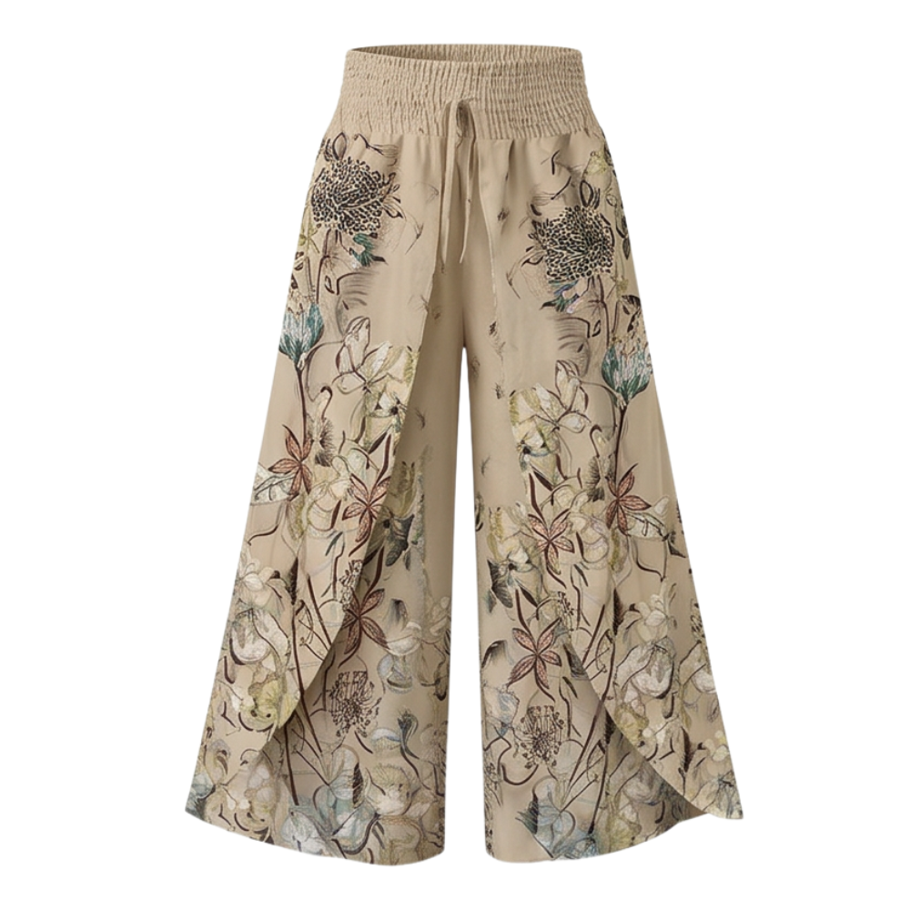 Lunavia™ – Boho Floral Wide-Leg Pants with Split Front