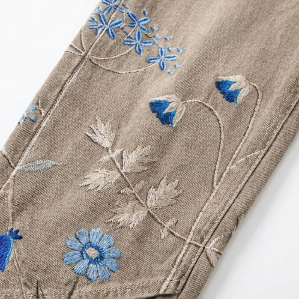 Bloomara™ – Embroidered Wide-Leg Jeans with Tulip Hem
