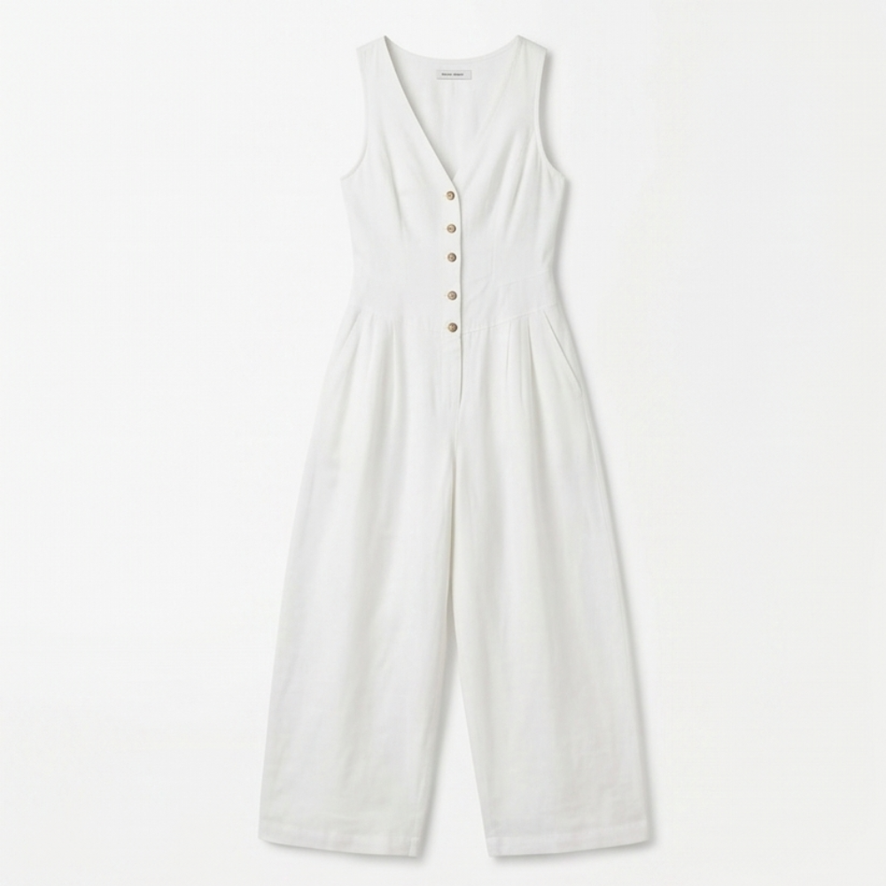 Lunavia™ - Wide-Leg Button Front Jumpsuit