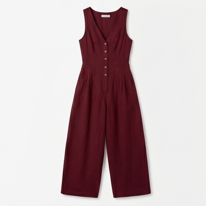 Lunavia™ - Wide-Leg Button Front Jumpsuit