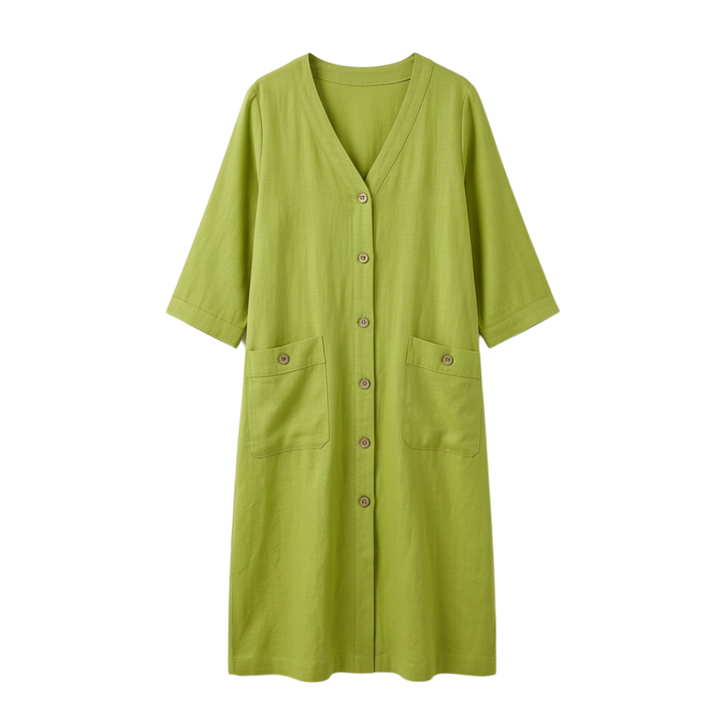 Linora™ – Button-Front Midi Dress