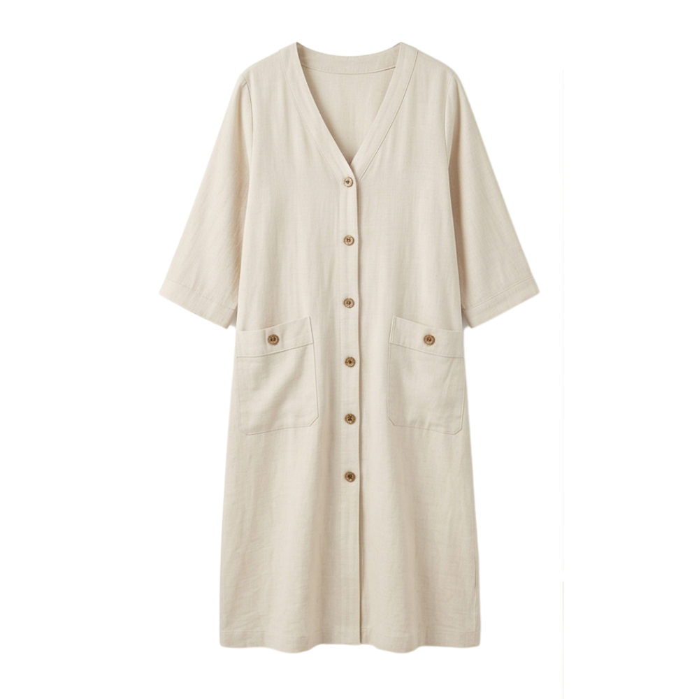 Linora™ – Button-Front Midi Dress