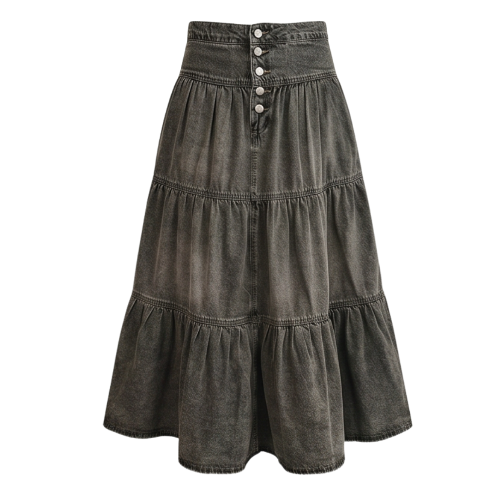 Soléra™ – Soft Button-Front Maxi Skirt