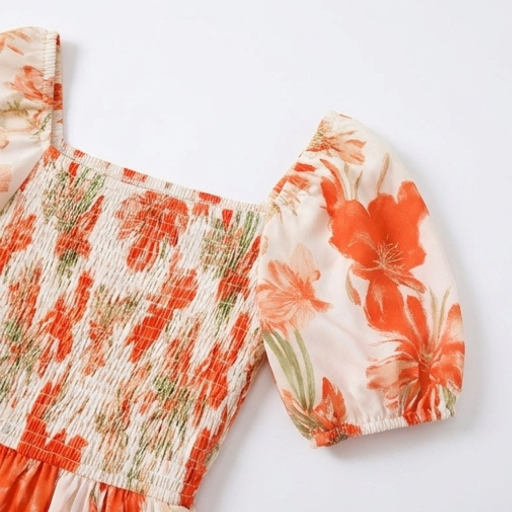 Florenza™ – Smocked Square-Neck Floral Maxi