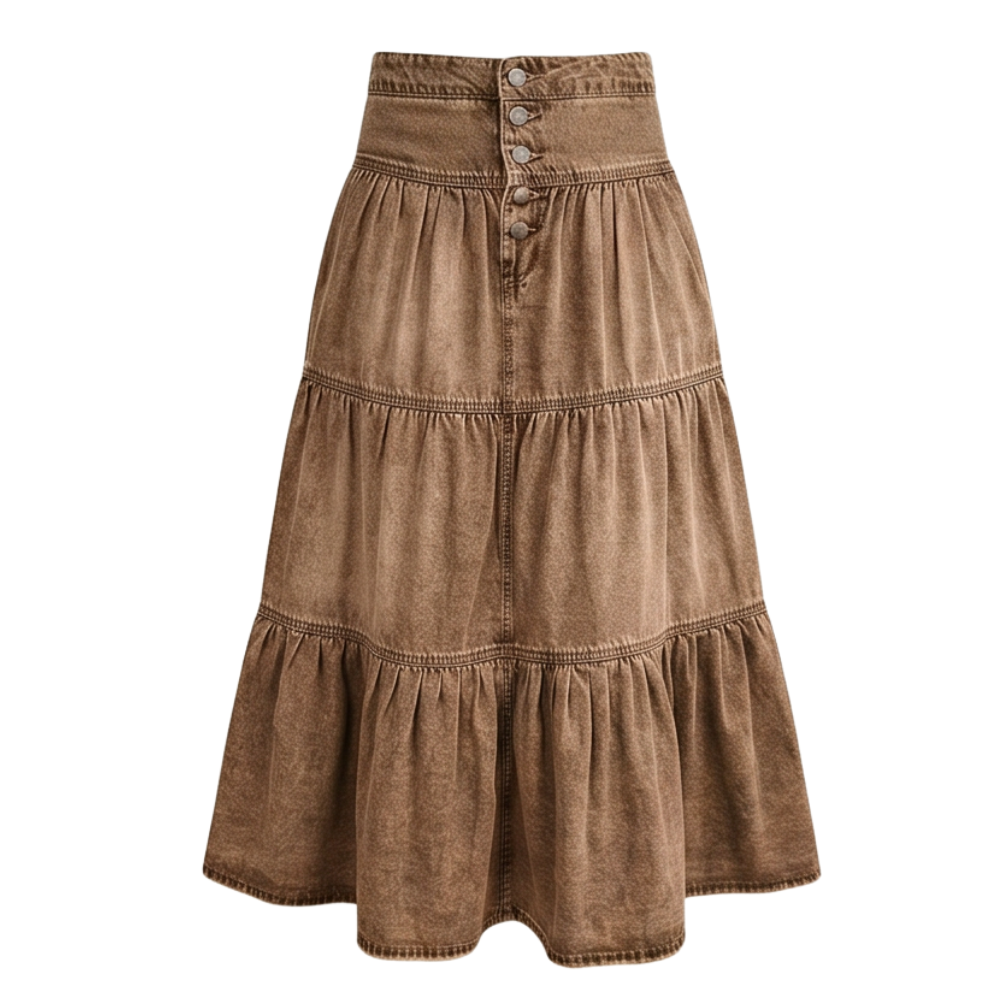 Soléra™ – Soft Button-Front Maxi Skirt