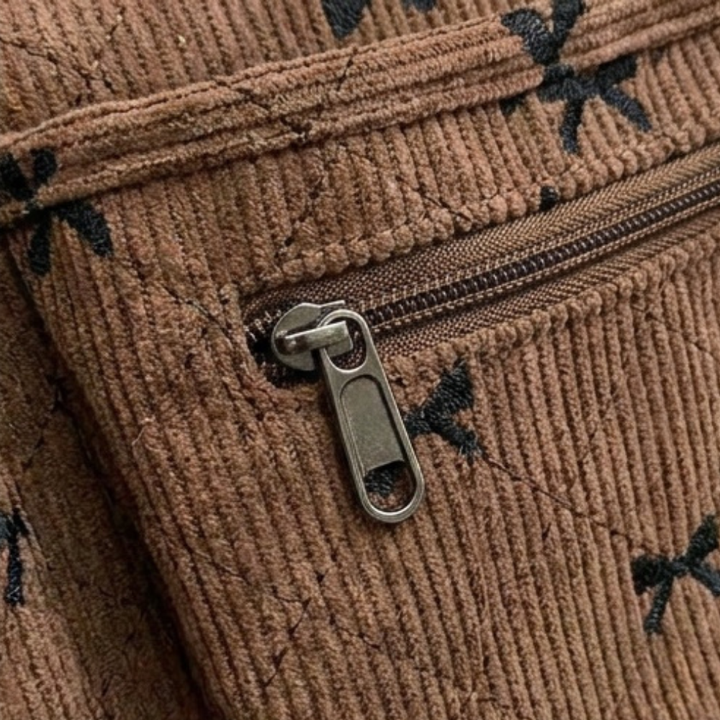 Bowette™ - Corduroy Bow-Print Tote with Laptop Pocket