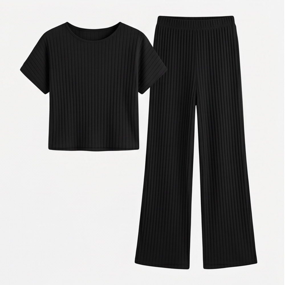 Velura™ – Soft Ribbed Wide-Leg Set