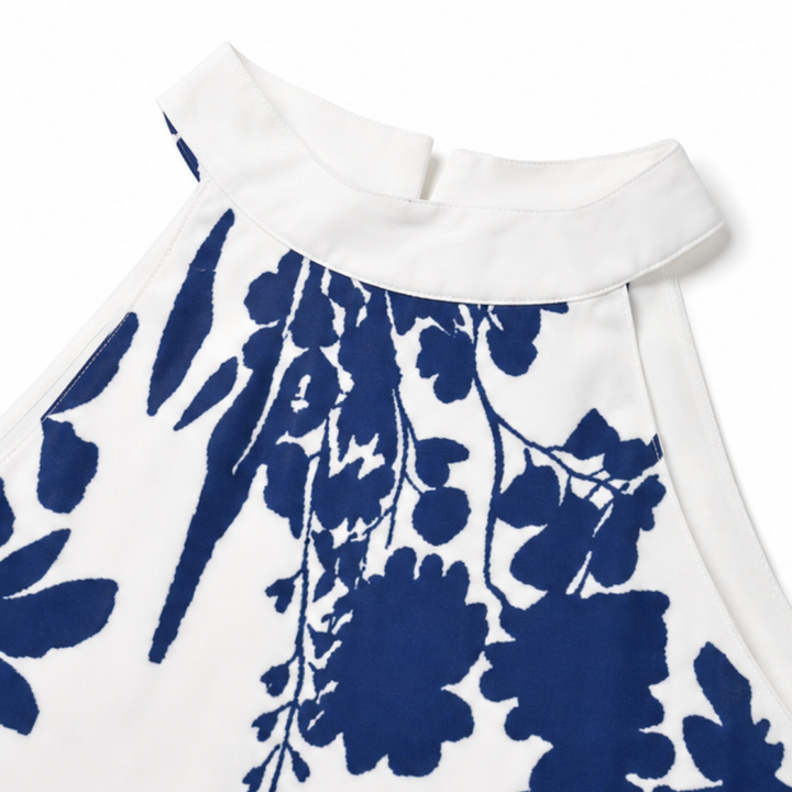 Florenza – Floral Print Halter Neck A-Line Dress for Women