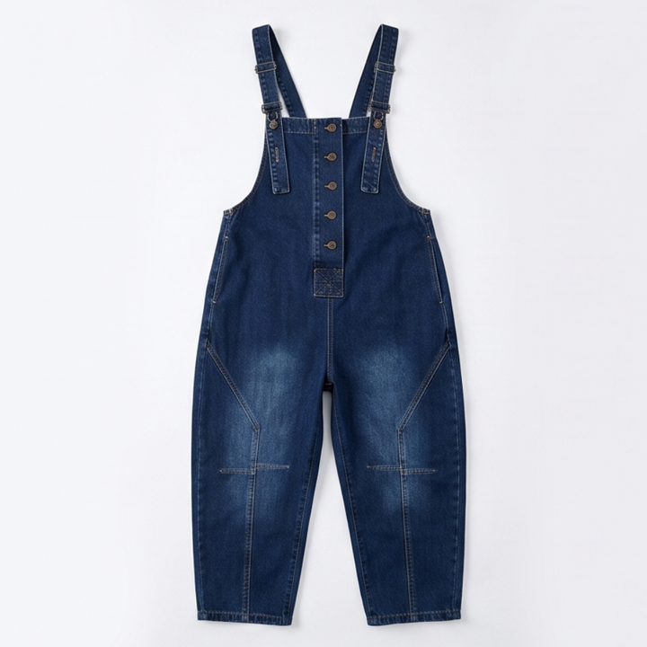 Curvella™ – Button-Front Tapered Denim Overalls