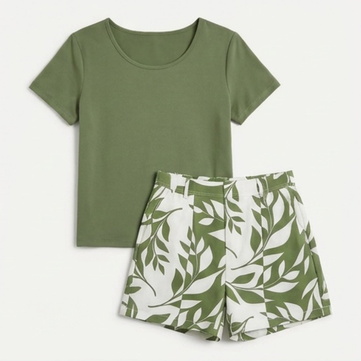 Verella™ – Leaf Print 2-Piece Summer Set
