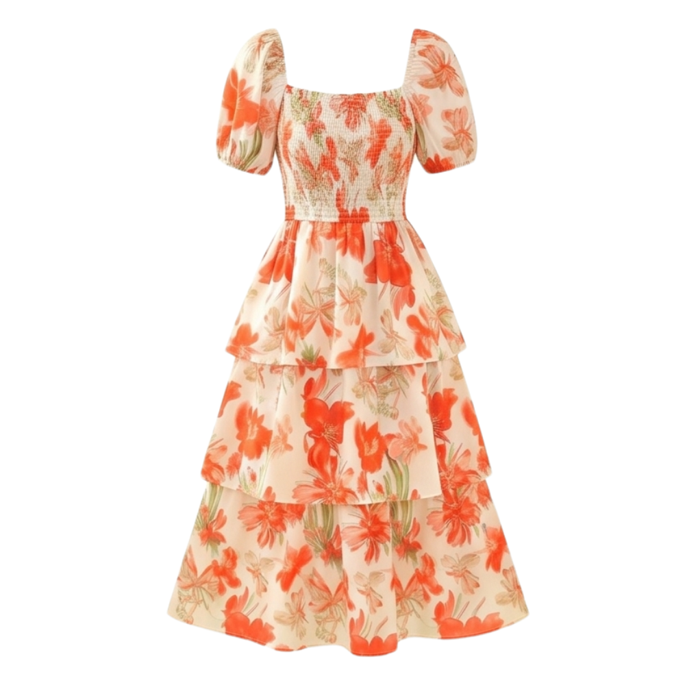 Florenza™ – Smocked Square-Neck Floral Maxi