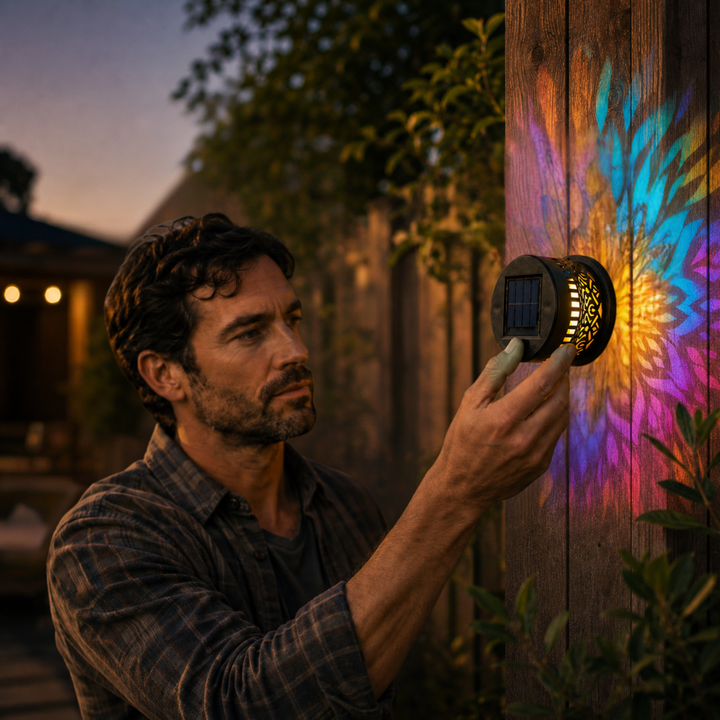 Lumara™ – Solar Mandala Wall Light Outdoor Garden Fence Projector