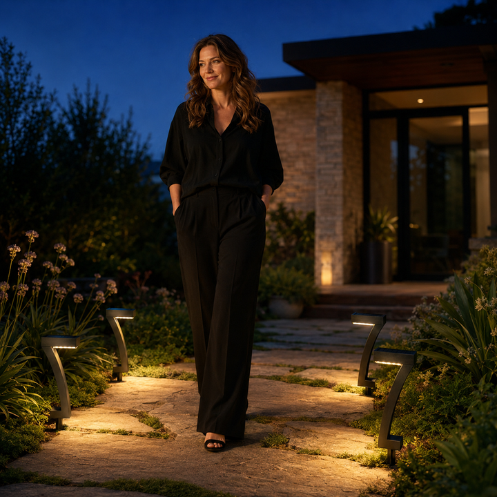 Lunavia – Sculptural 7-Shape Solar Pathway Lights, Warm 2700K Glow, IP65 Waterproof