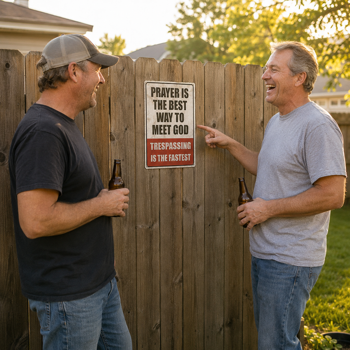 HolyGate™ – Funny Metal Warning Sign for Fence, Gate, Garage