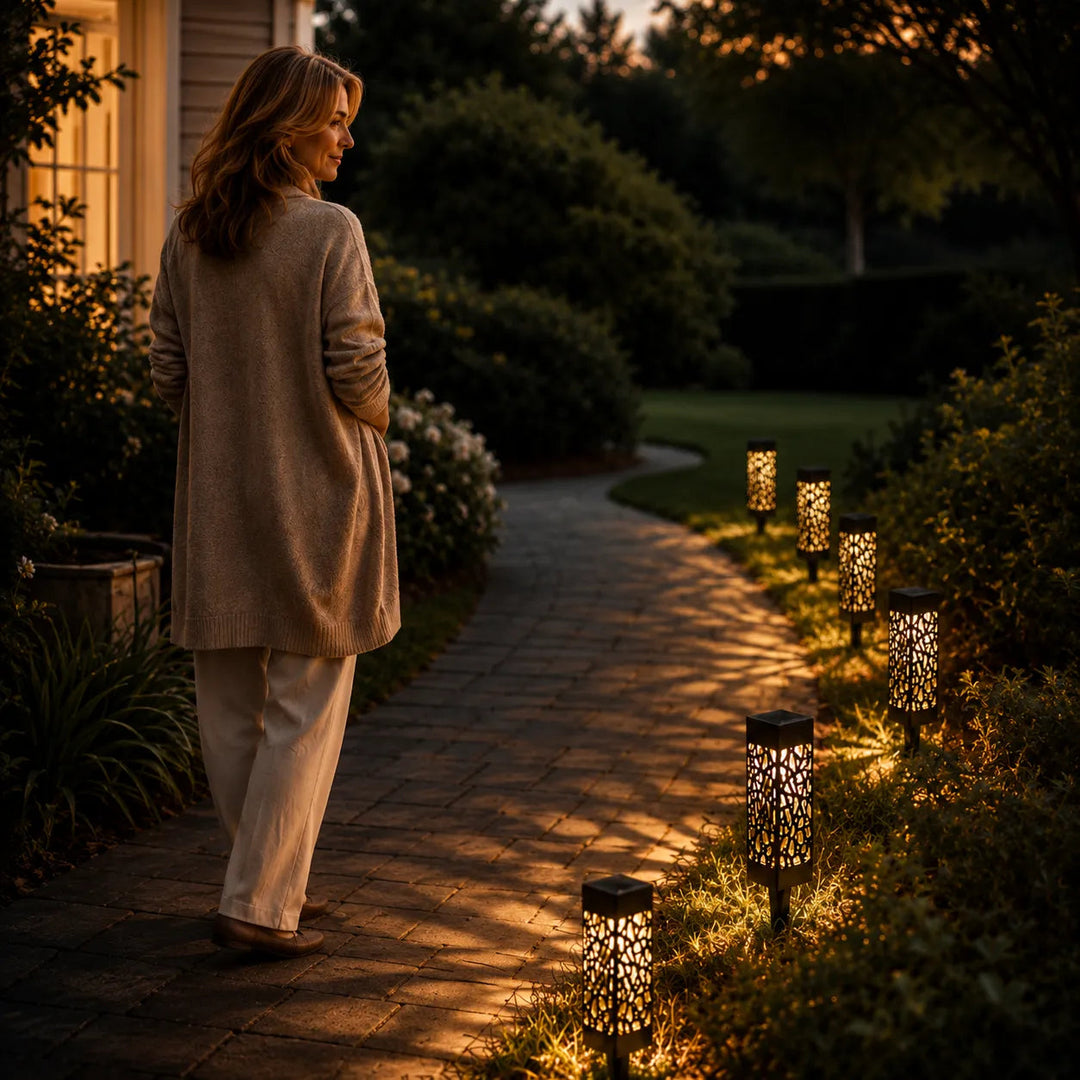 Glenmore – Solar Pathway Stake Lights with Mosaic Shadow Pattern