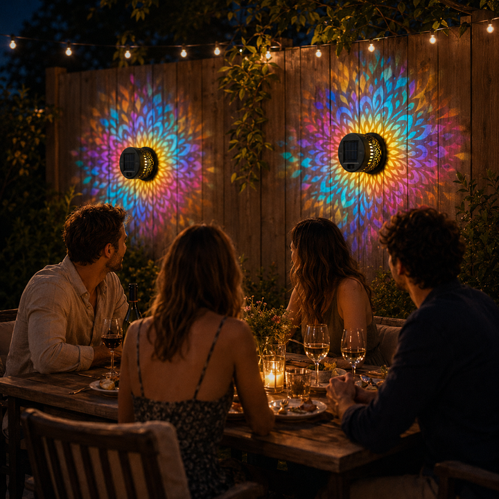 Lumara™ – Solar Mandala Wall Light Outdoor Garden Fence Projector