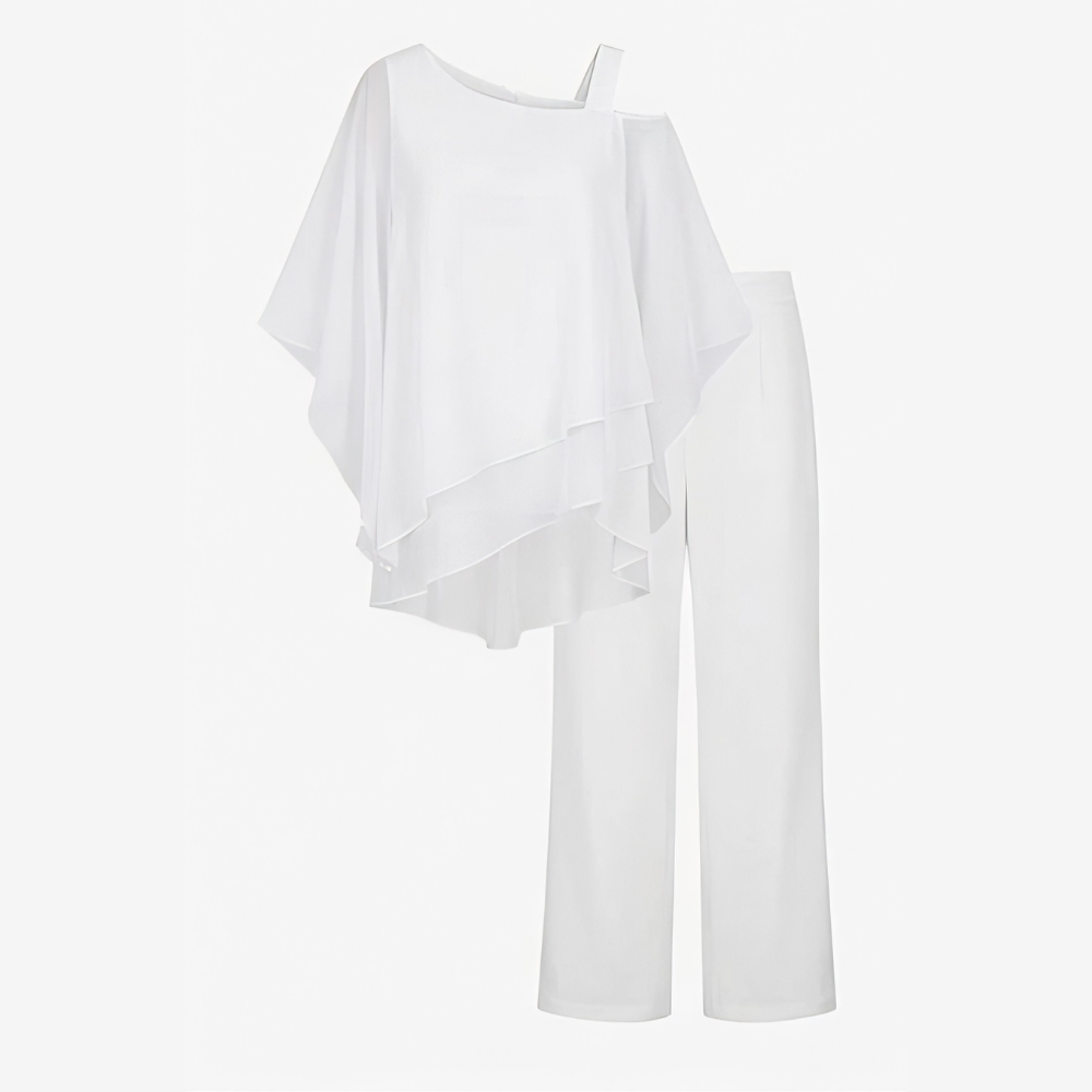 Élora™ – Asymmetric Chiffon Two-Piece Set