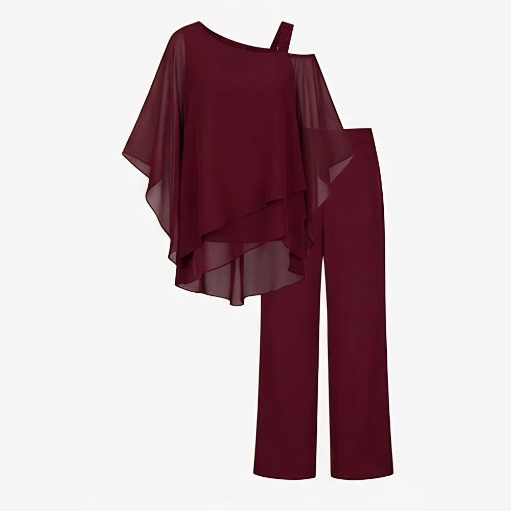 Élora™ – Asymmetric Chiffon Two-Piece Set